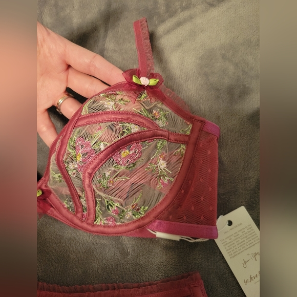 3pc VS For Love & Lemons Camila Floral Lace Bra M Thong Panty M Garter Belt S Sm - Picture 10 of 14